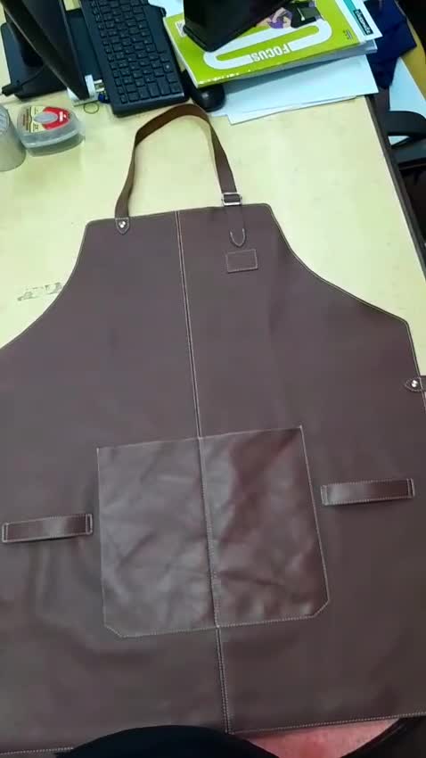 She Wolf Leather Work Apron, Brown, Adjustable Neck Strap