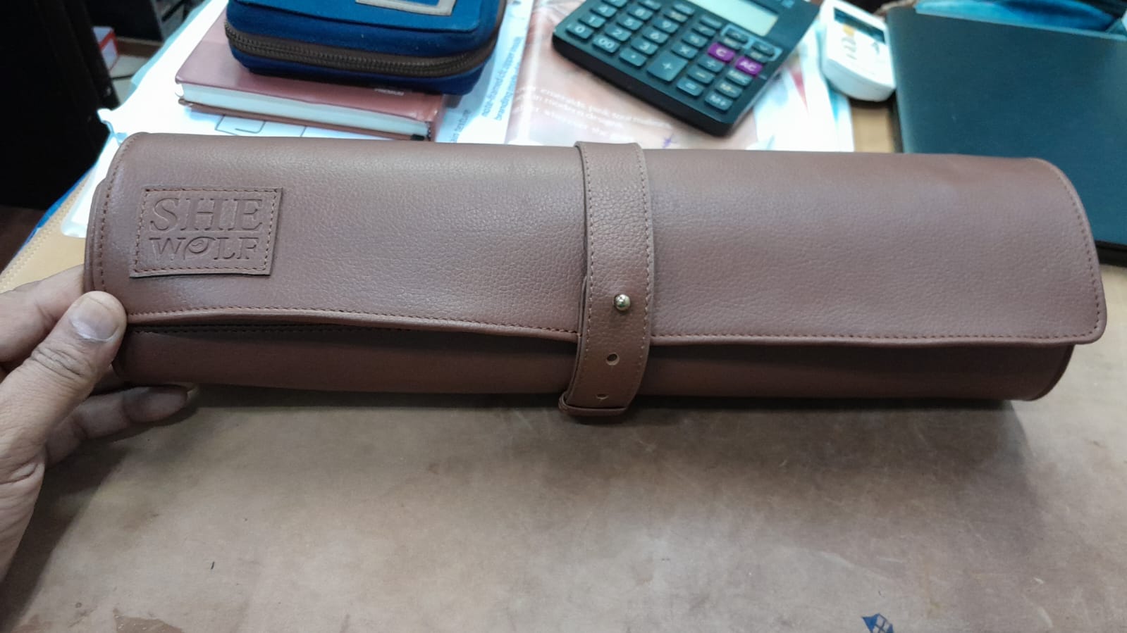 She Wolf Leather Knife Roll, Brown, Empty Tool Holder
