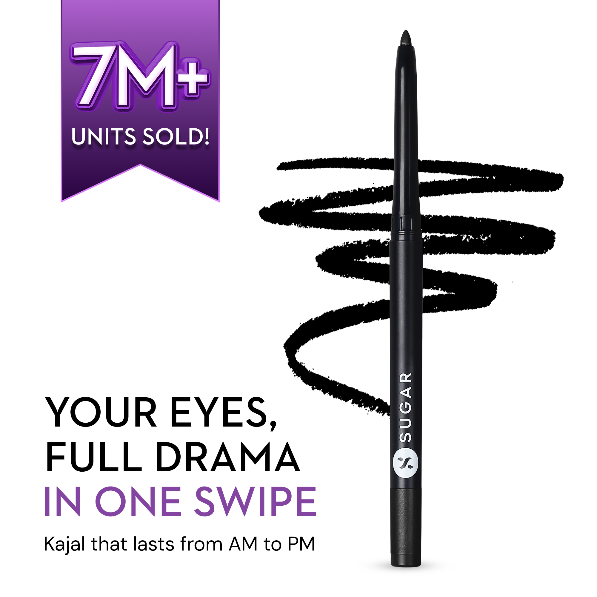 SUGAR Cosmetics Kohl Of Honour Intense Kajal, 01 Black Out (Black)