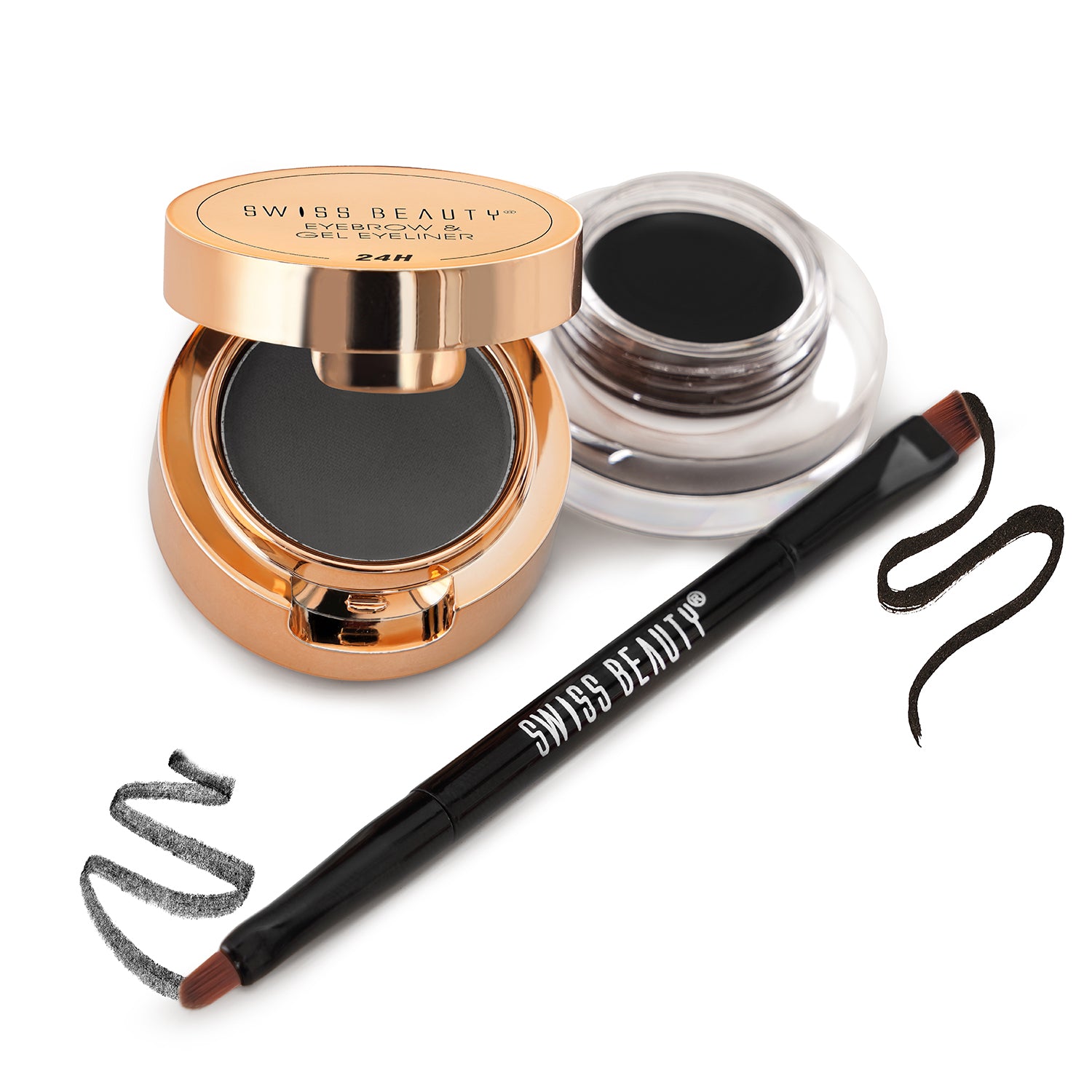 SWISS BEAUTY EYEBROW & GEL EYELINER 2 IN 1 3G+ 4G 01 BLACK