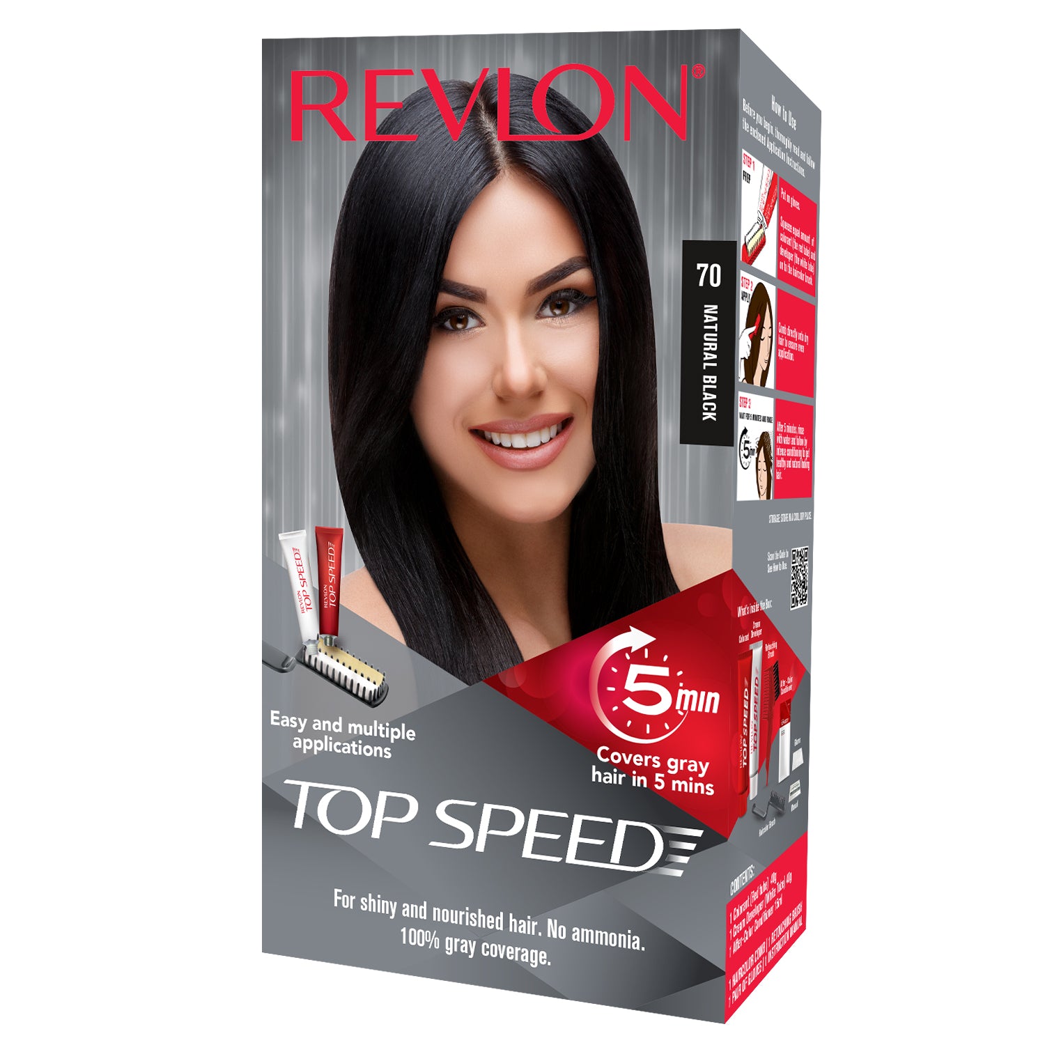 Revlon India Top Speed Hair Color for Women, Brownish Black 68