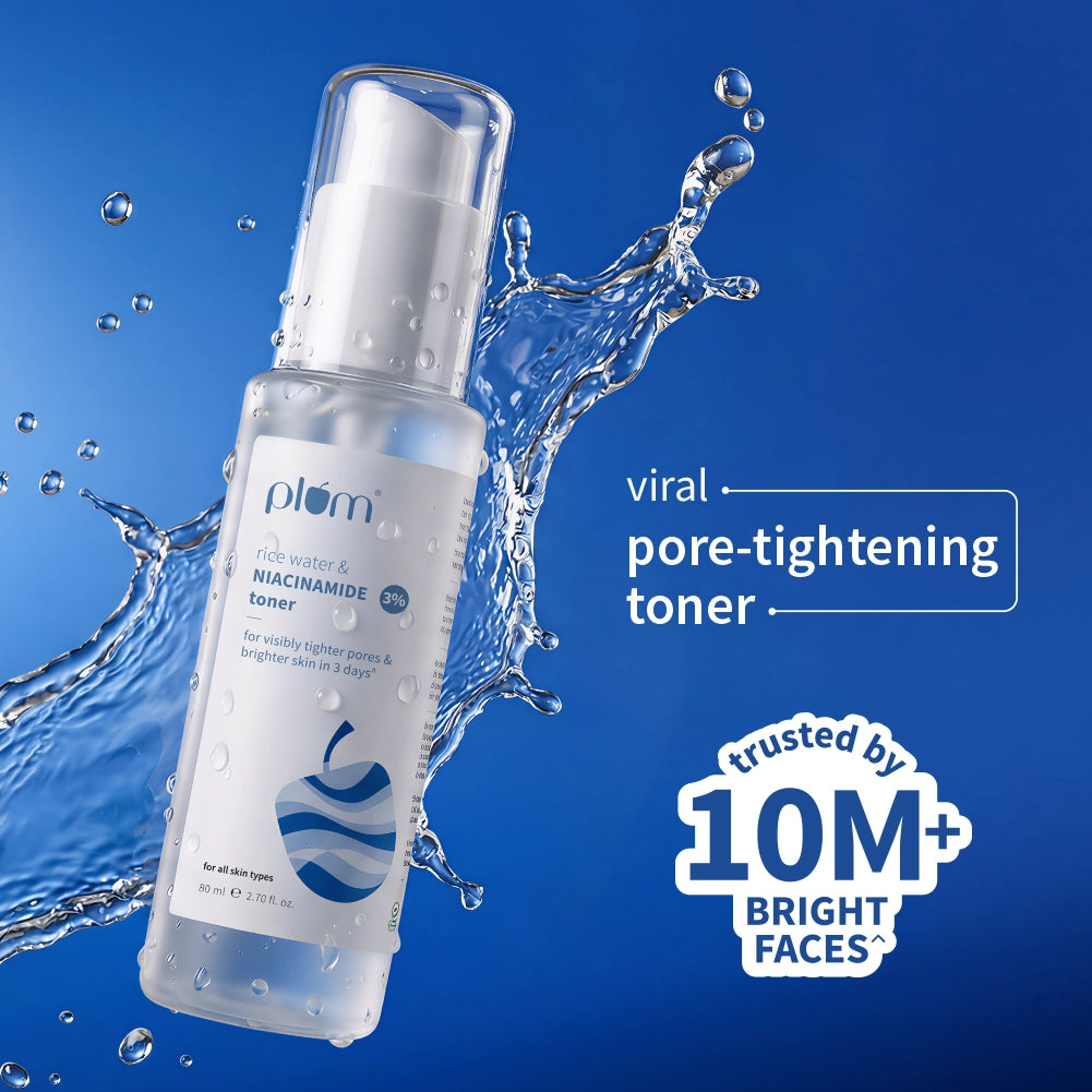 Plum Goodness 3% Niacinamide & Rice Water Toner for Bright Skin, 150 ml x 2