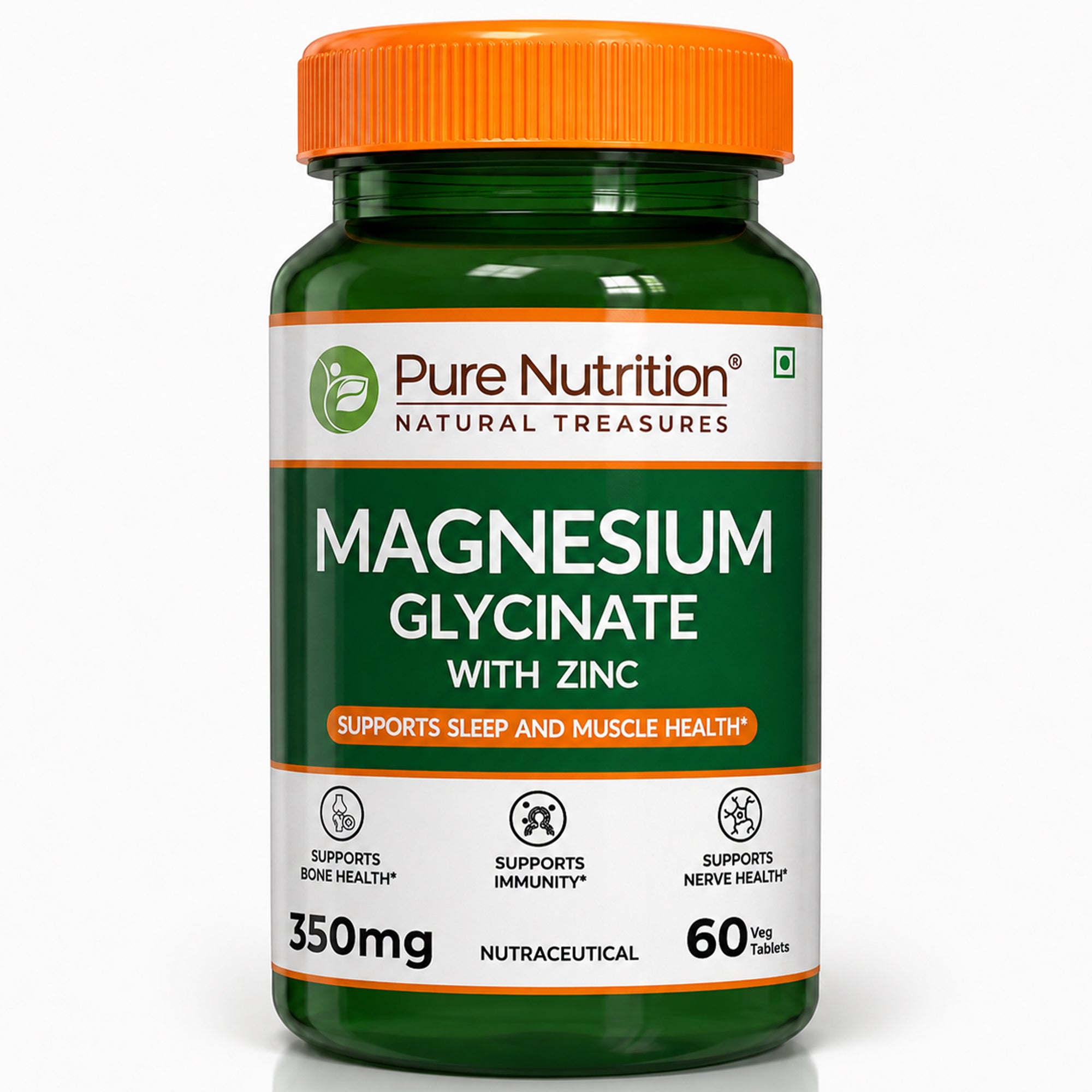 PURE NUTRITION MAGNESIUM GLYCINATE WITH ZINC 350MG 60N